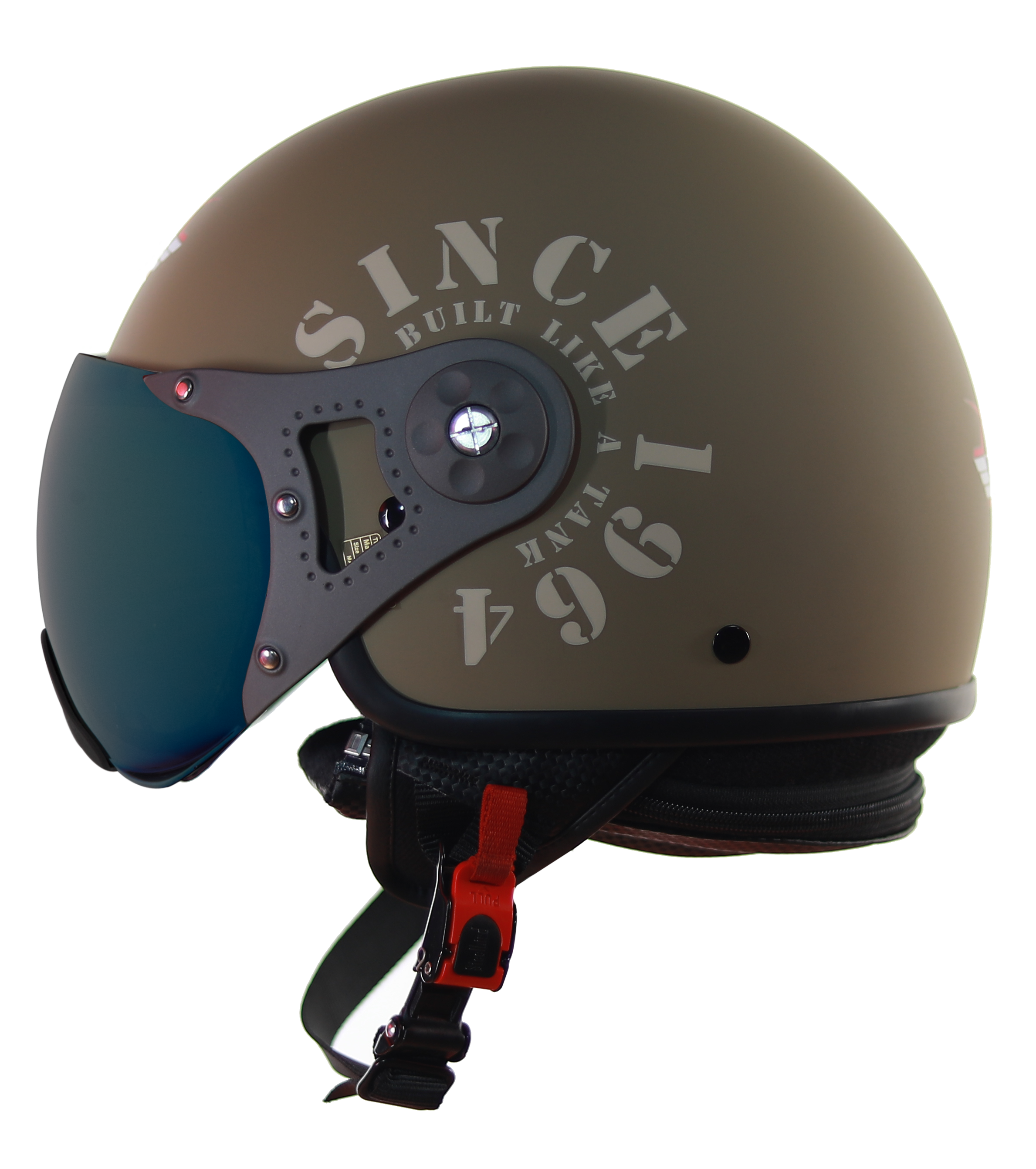 Steelbird SB-27 7Wings Tank Open Face Graphic Helmet (Matt Desert Storm Desert Storm With Chrome Gold Visor)